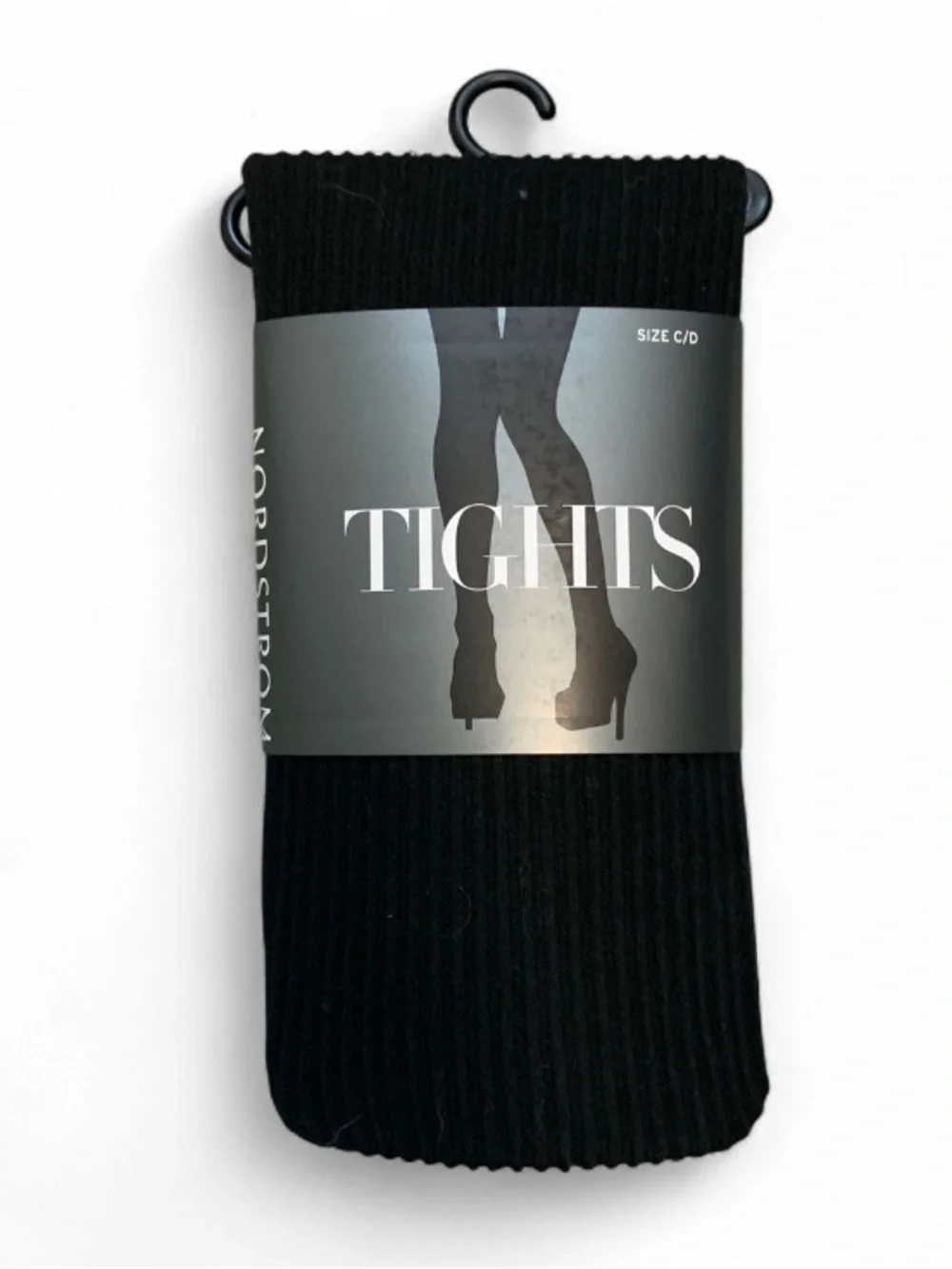 NWT Nordstrom Black Ribbed Tights